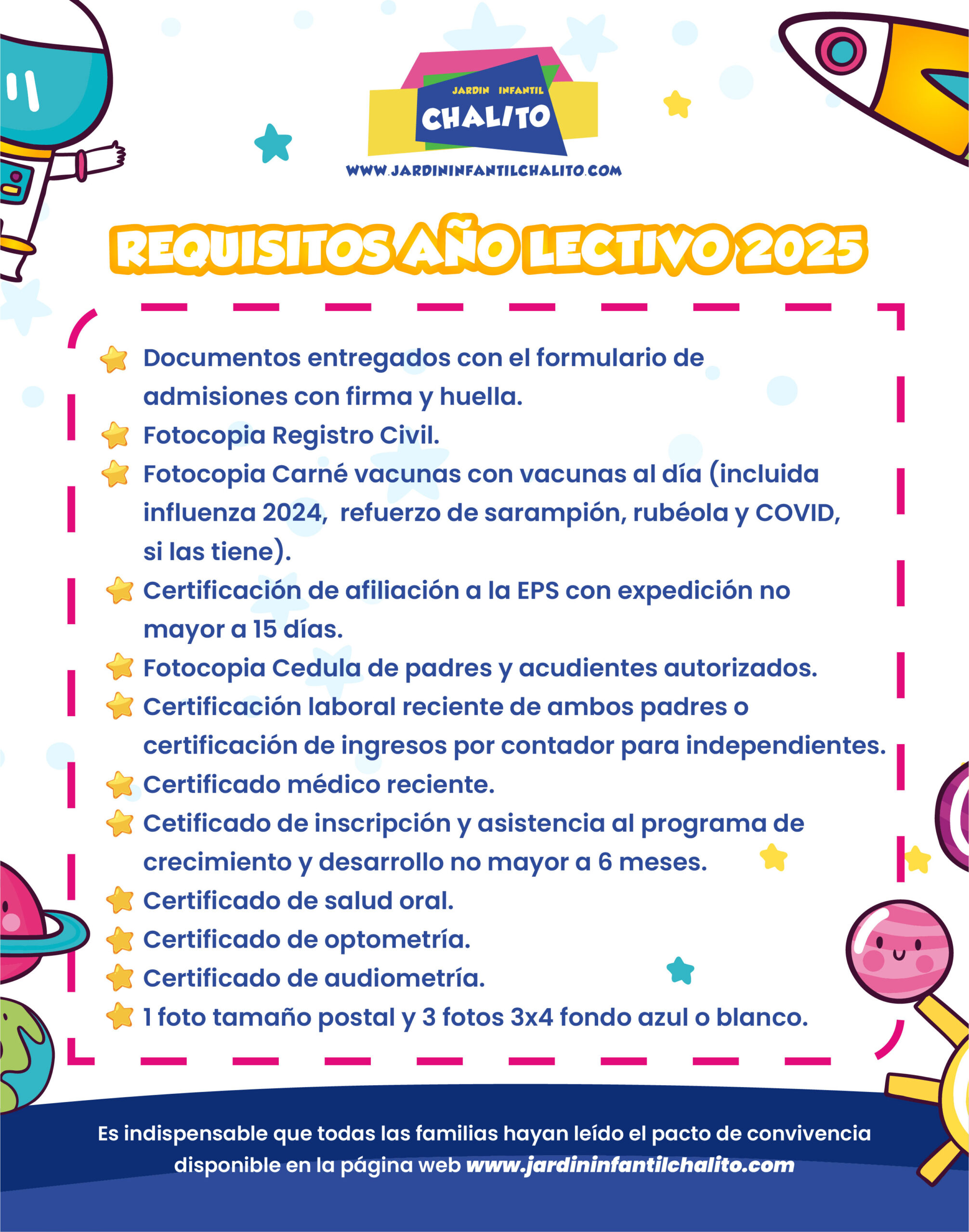 Admisiones chalito 2025_Requisitos